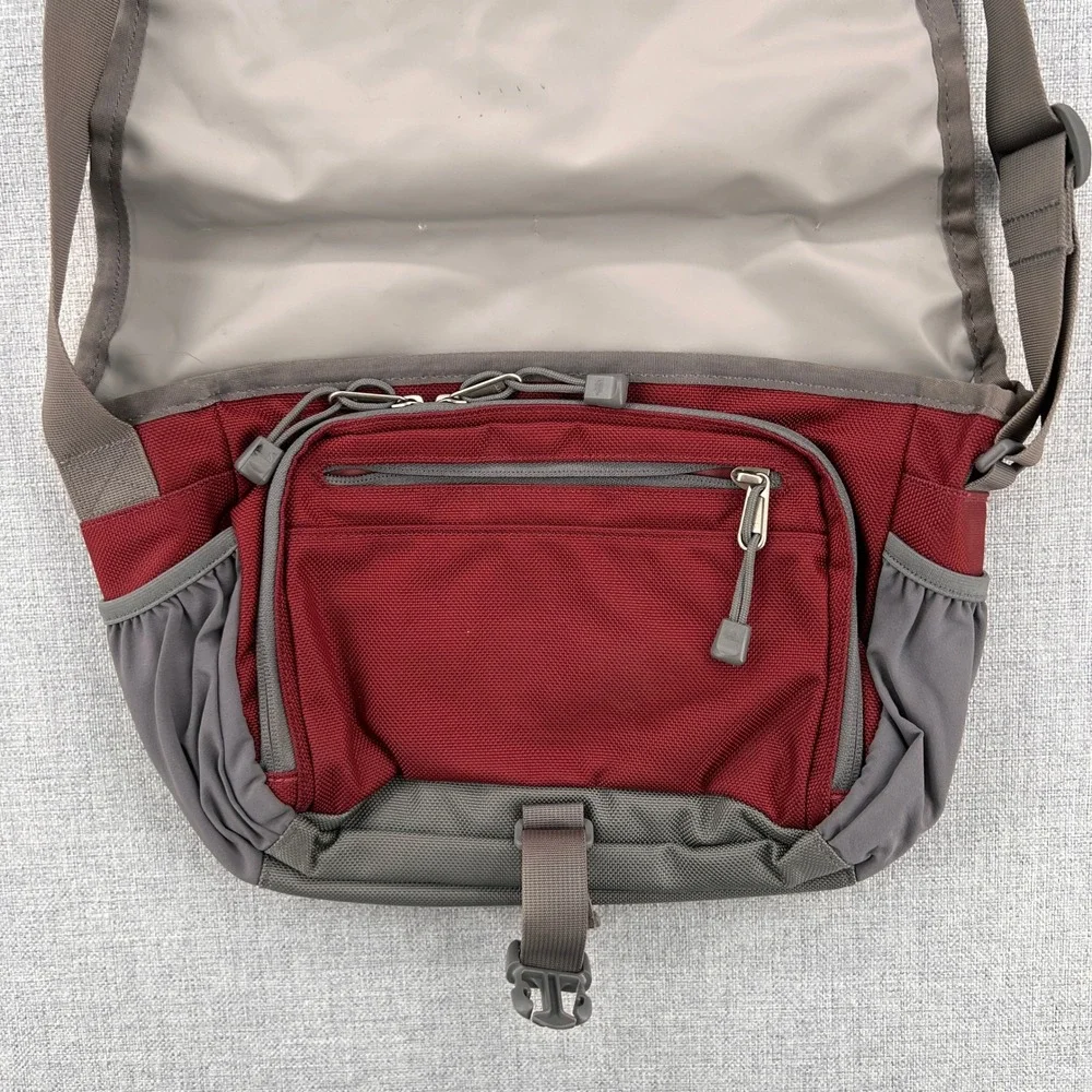 The North Face Fixy Messenger Bag Red Gray Crossbody Utility Campus Gorpcore
